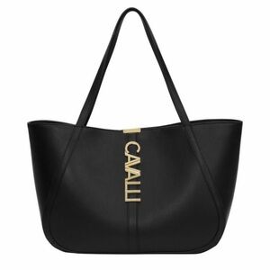 Cavalli Class Black Tote with Gold Logo Charm